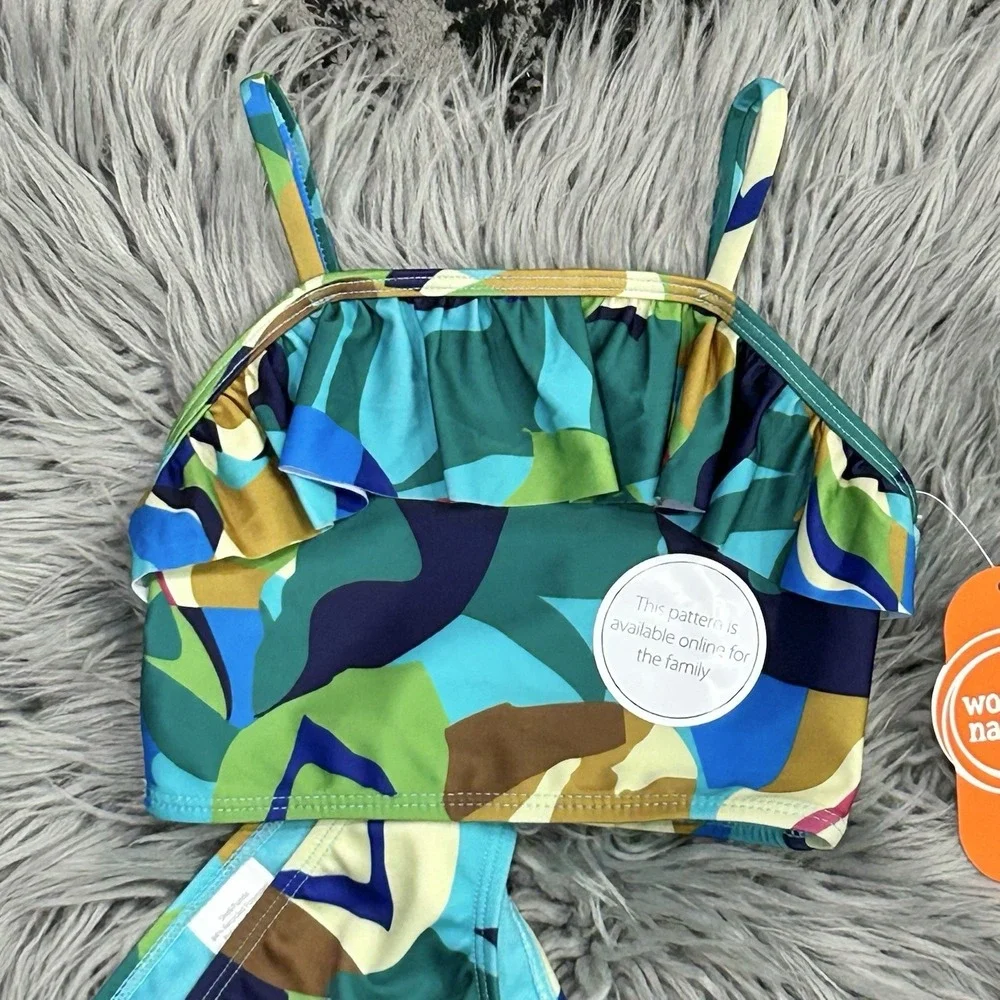 Girls 2-Piece Tankini & Bikini Swim Set Abstract Multicolor UPF 50+ 3T